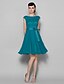 cheap Bridesmaid Dresses-A-Line Bateau Neck Knee Length Chiffon / Lace Bridesmaid Dress with Lace