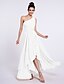 cheap Bridesmaid Dresses-A-Line Bridesmaid Dress One Shoulder Sleeveless Elegant Asymmetrical Chiffon with Side Draping 2022