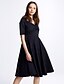 Χαμηλού Κόστους Vintage Φορέματα-Γυναικεία Δουλειά Βίντατζ / Κομψό στυλ street Βαμβάκι Γραμμή Α Φόρεμα - Μονόχρωμο, Σουρωτά Ως το Γόνατο Τετράγωνη Λαιμόκοψη