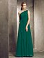 cheap Bridesmaid Dresses-Sheath / Column Bridesmaid Dress One Shoulder Sleeveless Floor Length Chiffon with Side Draping 2022