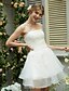 cheap Wedding Dresses-A-Line Strapless Short / Mini Organza / Satin Made-To-Measure Wedding Dresses with Appliques by LAN TING BRIDE® / Little White Dress