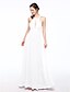 cheap Bridesmaid Dresses-A-Line Jewel Neck Floor Length Chiffon Bridesmaid Dress with Pleats
