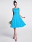 cheap Bridesmaid Dresses-A-Line Bridesmaid Dress Scoop Neck Sleeveless Knee Length Chiffon with Ruched / Draping 2022