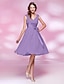 cheap Bridesmaid Dresses-Ball Gown / A-Line V Neck Knee Length Chiffon Bridesmaid Dress with Sash / Ribbon / Bow(s) / Ruched