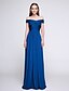 cheap Bridesmaid Dresses-Sheath / Column Off Shoulder Floor Length Jersey Bridesmaid Dress with Criss Cross by LAN TING BRIDE®