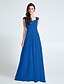 cheap Bridesmaid Dresses-Sheath / Column Queen Anne Floor Length Chiffon Bridesmaid Dress with Criss Cross by LAN TING BRIDE®