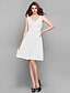 cheap Bridesmaid Dresses-Sheath / Column Bridesmaid Dress V Neck Sleeveless Knee Length Chiffon with Criss Cross / Ruched 2022
