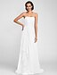 cheap Bridesmaid Dresses-A-Line Bridesmaid Dress Strapless Sleeveless Lace Up Sweep / Brush Train Chiffon with Beading / Side Draping / Cascading Ruffles 2022