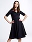 Χαμηλού Κόστους Vintage Φορέματα-Γυναικεία Δουλειά Βίντατζ / Κομψό στυλ street Βαμβάκι Γραμμή Α Φόρεμα - Μονόχρωμο, Σουρωτά Ως το Γόνατο Τετράγωνη Λαιμόκοψη