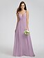 cheap The Wedding Store-A-Line Bridesmaid Dress V Neck / Spaghetti Strap Sleeveless Chic &amp; Modern Floor Length Chiffon with Criss Cross / Side Draping 2022