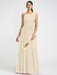 cheap Bridesmaid Dresses-Sheath / Column Bridesmaid Dress One Shoulder Sleeveless Floor Length Chiffon with Sash / Ribbon / Beading / Side Draping 2022