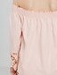 baratos Blusas de mulher-Mulheres Diário Camiseta Sólido Manga Longa Blusas Moda de Rua Ombro a Ombro Rosa claro / Feriado / Para Noite