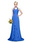 cheap Bridesmaid Dresses-A-Line Halter Neck Floor Length Chiffon Bridesmaid Dress with Pleats by LAN TING BRIDE®