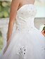preiswerte Hochzeitskleider-Ballkleid Trägerlos Kathedralen Schleppe Tüll Hochzeitskleid mit Spitze Rüsche durch TYSY