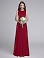 cheap Bridesmaid Dresses-Sheath / Column Bridesmaid Dress Jewel Neck Sleeveless Elegant Floor Length Chiffon / Lace Bodice with Lace 2022