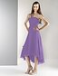cheap Bridesmaid Dresses-A-Line / Ball Gown Strapless Tea Length / Asymmetrical Chiffon Bridesmaid Dress with Draping / Ruched
