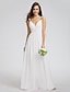 cheap The Wedding Store-A-Line Bridesmaid Dress V Neck / Spaghetti Strap Sleeveless Chic &amp; Modern Floor Length Chiffon with Criss Cross / Side Draping 2022