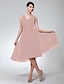 cheap Bridesmaid Dresses-A-Line Bridesmaid Dress V Neck Sleeveless Elegant Knee Length Chiffon with Ruched 2022