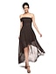 cheap Bridesmaid Dresses-A-Line Bridesmaid Dress Off Shoulder Sleeveless Black Dress Asymmetrical Chiffon with Pleats 2022