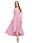 cheap Bridesmaid Dresses-A-Line V Neck Asymmetrical Chiffon / Jersey Bridesmaid Dress with Sash / Ribbon / Pleats / Convertible Dress