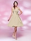 cheap Bridesmaid Dresses-Ball Gown / A-Line V Neck Knee Length Chiffon Bridesmaid Dress with Sash / Ribbon / Bow(s) / Ruched