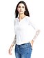 cheap Women&#039;s T-shirts-Women&#039;s Work Beach Casual All Seasons T-shirt,Solid V Neck Long Sleeves Cotton Medium