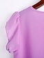 baratos Tops em tamanhos grandes-Mulheres Blusa Floral Decote Redondo Roxo Amarelo Rosa claro Tamanho Grande Diário Com Corte Roupa Punk e gótico / Verão / Manga Curta