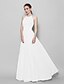 cheap Bridesmaid Dresses-A-Line Halter Neck Floor Length Chiffon Bridesmaid Dress with Sash / Ribbon / Pleats / Open Back