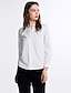 baratos Blusas e Camisas de mulher-Mulheres Blusa - Trabalho Franzido, Sólido Decote V Branco L / Primavera