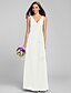 cheap Bridesmaid Dresses-Sheath / Column V Neck Floor Length Chiffon Bridesmaid Dress with Criss Cross