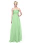 cheap Bridesmaid Dresses-Sheath / Column Strapless Floor Length Lace Tulle Bridesmaid Dress with Appliques Pleats by LAN TING BRIDE®