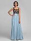 cheap Bridesmaid Dresses-A-Line Square Neck Floor Length Charmeuse Bridesmaid Dress with Lace / Sash / Ribbon