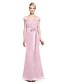 cheap Bridesmaid Dresses-Sheath / Column Straps Floor Length Lace Bridesmaid Dress with Bow(s) / Sash / Ribbon by LAN TING BRIDE® / Open Back