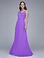 Χαμηλού Κόστους Φορέματα Παρανύμφων-Ίσια Γραμμή Λεπτές Τιράντες Μακρύ Σιφόν Φόρεμα Παρανύμφων με Κρυστάλλινη λεπτομέρεια με LAN TING BRIDE®