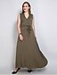 cheap Plus Size Maxi Dresses-Women&#039;s Swing Dress Maxi long Dress Black Pink Army Green Brown Sleeveless Solid Colored Leopard V Neck L XL XXL 3XL 4XL 5XL 6XL 7XL / Plus Size / Plus Size