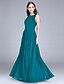 cheap Bridesmaid Dresses-Sheath / Column Jewel Neck Floor Length Chiffon Bridesmaid Dress with Lace by LAN TING BRIDE®