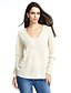 preiswerte Damen Pullover-Damen Alltag Solide Langarm Standard Pullover Pullover Jumper, V-Ausschnitt Herbst / Winter Weiß / Purpur / Rosa S / M / L