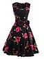 cheap Vintage Dresses-Women&#039;s Floral Daily Vintage A Line Dress - Floral Bow Square Neck Summer Cotton Blue Red Purple L XL XXL