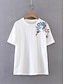cheap Women&#039;s T-shirts-Women&#039;s Daily Going out Casual Sexy Street chic Summer T-shirt, Floral Embroidered Round Neck Short Sleeves Cotton