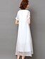 cheap Print Dresses-Women&#039;s Chiffon Dress Midi Dress White Black Short Sleeve White Floral Print Summer Round Neck Loose S M L XL XXL 3XL 4XL 5XL / Plus Size / Plus Size