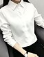 cheap Plus Size Tops-Women&#039;s Shirt Solid Colored Shirt Collar Light Blue White Black Daily Pure Color Clothing Apparel Cotton Casual / Long Sleeve