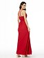 cheap Bridesmaid Dresses-Sheath / Column Bridesmaid Dress Spaghetti Strap Sleeveless Beautiful Back Ankle Length Chiffon with Criss Cross / Pleats 2022