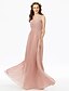 cheap Bridesmaid Dresses-A-Line Bridesmaid Dress V Neck Sleeveless Beautiful Back Floor Length Chiffon with Lace / Criss Cross / Pleats 2022