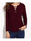cheap Plus Size Tops-Women&#039;s Shirt Solid Colored V Neck Wine Army Green Daily Clothing Apparel Cotton / Long Sleeve