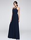 cheap Evening Dresses-A-Line See Through Formal Evening Dress Illusion Neck Sleeveless Floor Length Chiffon with Buttons Draping Appliques 2020