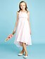 cheap Junior Bridesmaid Dresses-Sheath / Column Halter Neck Asymmetrical Chiffon Junior Bridesmaid Dress with Bow(s) / Beading