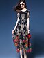 cheap Print Dresses-Women&#039;s Plus Size Daily Street chic Swing Dress Mesh Print Summer Navy Blue M L XL XXL / Loose