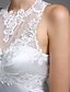 cheap Wedding Dresses-Mermaid / Trumpet Jewel Neck Court Train Charmeuse Made-To-Measure Wedding Dresses with Appliques / Button by LAN TING BRIDE® / See-Through