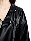 זול עור &amp; עור מעילים עור-בגדי ריקוד נשים צווארון חולצה ז&#039;קטים מעור רגיל אחיד יומי סגנון רחוב חורף שחור