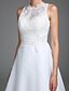 cheap Wedding Dresses-Wedding Dresses A-Line Jewel Neck Sleeveless Court Train Satin Bridal Gowns With Ruched Appliques 2024